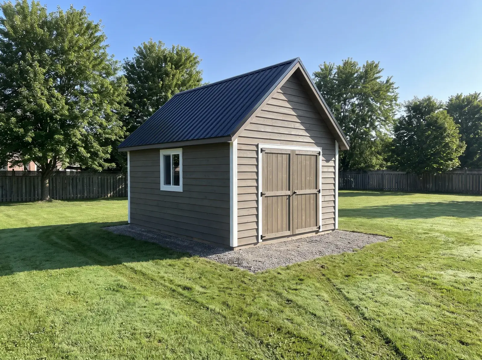 A custom A-frame shed with an insulated steel roof